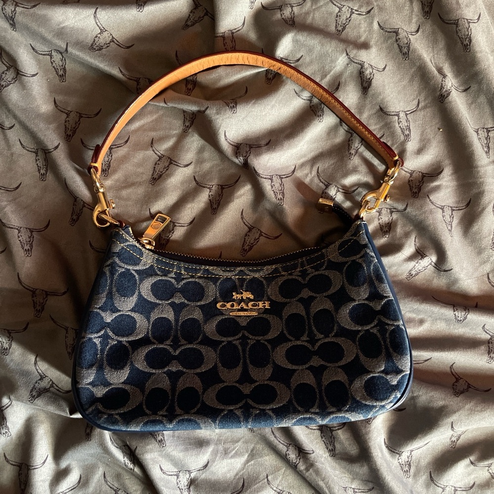 Coach Blue denim and Tan Women's Bag